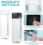 16 PCS Plastic Water Bottle Bulk 15oz Reusable Sports Water Bottle with Handle Strap, Leakproof Lightweight Portable Waterbottle for School Gym Fitness Travel (Black&White, Rectangle) - Image 4