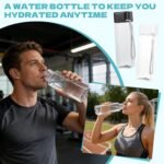 16 PCS Plastic Water Bottle Bulk 15oz Reusable Sports Water Bottle with Handle Strap, Leakproof Lightweight Portable Waterbottle for School Gym Fitness Travel (Black&White, Rectangle) - Image 6