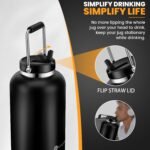 128 oz Insulated Water Jug with Straw Lid and Handle, One Gallon Stainless Steel Double Vacuum Water Bottle for Hot & Cold Drinks - Sweat Proof, Great for Travel, Hiking, Camping - Olive Green - Image 4