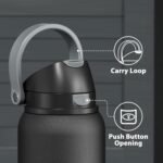40 oz Insulated Water Bottle for Sports: Meoky Stainless Steel Water Bottle with 2-in-1 Straw and Spout Lid - Leak Proof, Cold for 24 Hours, Protective Silicone Base, BPA-Free for Gym, Night - Image 6