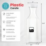 NETANY Plastic 50 Oz Water Carafe with Flip Top Lid, Set of 2 Square Base Juice Containers, Clear Plastic Pitcher - for Water, Iced Tea, Juice, Beverage, Cold Brew and Mimosa Bar - HAND WASH ONLY - Image 3