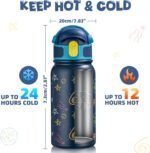 OLDLEY Kids Water Bottle 12oz Insulated Water bottle, Double Wall Stainless Steel Vacuum Bottle, Leak-Proof Sport Bottles for School Boys Girls,Navy Sky - Image 4