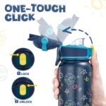 OLDLEY Kids Water Bottle 12oz Insulated Water bottle, Double Wall Stainless Steel Vacuum Bottle, Leak-Proof Sport Bottles for School Boys Girls,Navy Sky - Image 5