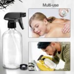 Glass Spray Bottles, 16oz Refillable Containers, Empty Boston Round Bottles with Labels & Adjustable Nozzle for Cleaning, Gardening, Aromatherapy, Pets, Plant, Hair -Clear (1 Pack) - Image 4