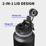40 oz Insulated Sports Water Bottle with Straw, Vacuum Stainless Steel Water Flask with Handle, Thermal Metal Water Cup Mug with 2-in-1 Lid, Lavender - Image 3