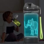 YuanDian Elephant Gift, Light Up Kids Animal Water Bottle - 14 OZ 400ml Tritan BPA Free - Cool Drink Bottles Gift for School Kids Boy Girl Child Men - Image 4