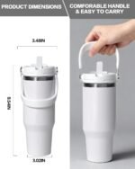 Traveler 30 oz Insulated Water Bottle with Handle & Flip Straw,Fits in Cup Holder,Leak Resistant Tumbler,Stainless Steel Base,Reusable Gifts for Women & Men - Image 3