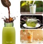 Mini Slim Glass Tumbler,Macaron Color Water Glasses,Water Bottle,Iced Coffee Cup & Smoothie Cup With Sleeve | for Travel, School | Blue | No Straw | Cute | Gifts for Women Men |11oz (yellow) - Image 4