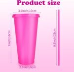 Hxezoc 16-Piece Reusable Cups with Lids and Straws, 24 oz Glitter Plastic Tumbler Iced Coffee Cups Travel Mugs for Smoothies, Juices, Beach, Bachelor Party (Hot Pink) - Image 3