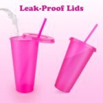 Hxezoc 16-Piece Reusable Cups with Lids and Straws, 24 oz Glitter Plastic Tumbler Iced Coffee Cups Travel Mugs for Smoothies, Juices, Beach, Bachelor Party (Hot Pink) - Image 7