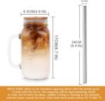 ANOTION Mason Jar with Lid and Straw, 24 oz Regular Mouth Mason Jars with Handle Drinking Glasses Tumbler Reusable Cups Smoothie Water Bottles for Iced Coffee (Classic 2 cups Style) - Image 3