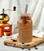 ANOTION Mason Jar with Lid and Straw, 24 oz Regular Mouth Mason Jars with Handle Drinking Glasses Tumbler Reusable Cups Smoothie Water Bottles for Iced Coffee (Classic 2 cups Style) - Image 7