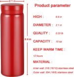 10oz Mini Water Bottle Stainless Steel Thermos Small Flask - Insulated Vacuum, Leak Proof, Keeps Drinks Hot/Cold - Ideal for Coffee, Tea, Water - Red - Image 3