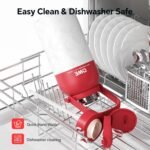 QWE Large Insulated Water Bottle with Straw&Lids,1200ml/40oz Vacuum Sealed Sport Bottles,Double Drinking,Stainless Steel Tumbler with Handle,LeakProof,BPA-Free,for Hiking,Gym,camp (Morden Red) - Image 6