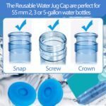 3 & 5 Gallon Water Jug Cap Reusable - Water Bottle Caps Fits 55mm Bottles,Silicone Non- Spill Lids for Anti-Splash (3 Pack) - Image 3
