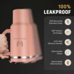 40 oz Insulated Tumbler with Handle and Straw – Double Wall Stainless Steel Vacuum Cup | Car Cup Holder Fit | Hot Cold Travel Mug | BPA Free Reusable Water Bottle Gift for Her (Sunset Pink) - Image 3