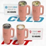 40 oz Insulated Tumbler with Handle and Straw – Double Wall Stainless Steel Vacuum Cup | Car Cup Holder Fit | Hot Cold Travel Mug | BPA Free Reusable Water Bottle Gift for Her (Sunset Pink) - Image 6