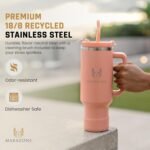 40 oz Insulated Tumbler with Handle and Straw – Double Wall Stainless Steel Vacuum Cup | Car Cup Holder Fit | Hot Cold Travel Mug | BPA Free Reusable Water Bottle Gift for Her (Sunset Pink) - Image 7