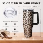 30 oz Leopard Print Stainless Steel Tumbler with lid and Straw,Leopard CoffeeTravel Mug Cup Water Botter, Leopard Print Gifts for Women - Image 3