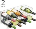 mDesign Plastic Free-Standing Water Bottle and Wine Rack Storage Organizer for Kitchen Countertops, Table Top, Pantry, Fridge - Stackable - Holds 5 Bottles Each, 2 Pack - Clear - Image 3