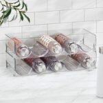 mDesign Plastic Free-Standing Water Bottle and Wine Rack Storage Organizer for Kitchen Countertops, Table Top, Pantry, Fridge - Stackable - Holds 5 Bottles Each, 2 Pack - Clear - Image 4