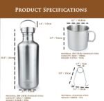 Canteen 42oz Single Wall Water Bottle with 24oz Nested Camping Cup and Carrier Bag, Stainless Steel, Bushcraft Gear, Wide Mouth Water Bottle, Survival Gear, Water Boiler, Self Reliance - Image 7
