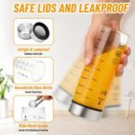 12 oz Glass Juice Bottles with Lids - 6 Pack Wide Mouth Borosilicate Glass Water Bottles with Stainless Steel Lids for Juicing, Smoothies, Infused Water, Milk, Leakproof & Reusable, BPA-Free - Image 4