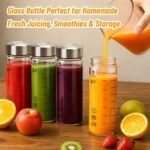 12 oz Glass Juice Bottles with Lids - 6 Pack Wide Mouth Borosilicate Glass Water Bottles with Stainless Steel Lids for Juicing, Smoothies, Infused Water, Milk, Leakproof & Reusable, BPA-Free - Image 5