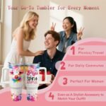 40oz Pig Tumbler with Handle and Straw, Stainless Steel Insulated Cup with Lid and Straw, Travel Coffee Mug Water Bottle, Birthday Mothers Day Gifts for Women Men Animal Lovers - Image 3