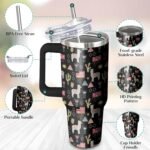 40 Oz Llama Tumbler with Handle and Straw, Double Wall Stainless Steel Llama Cup, Llamas Coffee Mug Keeps Drinks Cold & Hot Gifts for Women Mom Friends for Birthday, Chrismas, Thanksgiving - Image 4