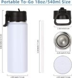 Volhoply 18oz Insulated Water Bottle Bulk 2 Pack,Kids Stainless Steel Water Bottles with Straw,Double Wall Vacuum Metal Water Bottle,Wide Mouth Reusable Sport Flask For Cold Drink(Mix,2 Set) - Image 4