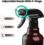 Glass Spray Bottles with Silicone Sleeve, 2 Pack 16 oz Refillable Amber Glass Spray Bottle with Adjustable Spray Nozzles, Empty Bottle Spray for Cleaning Solutions, Hair, Plants (Black+Blue) - Image 4