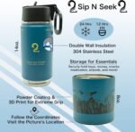 Insulated Water Bottle & Snack Container - Stainless Steel Water Bottle, 3 Lid Types BPA Free, Leak & Spill Proof Travel Bottle for Kids & Adults - Double Wall Tumbler Perfect for Gym, Hiking & School - Image 3