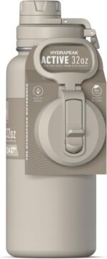 Hydrapeak 32oz Sport Insulated Water Bottle with Straw & Chug Lid, Leak & Spill Proof, Keeps Drinks Cold for 24 Hours, Hot for 12 Hours, Premium Stainless Steel Water Bottles (32oz, Stone) - Image 3