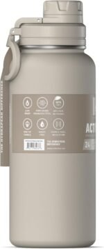 Hydrapeak 32oz Sport Insulated Water Bottle with Straw & Chug Lid, Leak & Spill Proof, Keeps Drinks Cold for 24 Hours, Hot for 12 Hours, Premium Stainless Steel Water Bottles (32oz, Stone) - Image 4