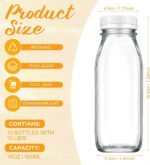 Suclain 10 Pcs 16 oz Glass Juice Bottle with Lids, Clear Reusable Milk Container for Refrigerator, Airtight Heavy Duty Dispenser Drinking Jar for Beverage, Oat, Honey Storage Supply - Image 4