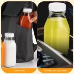Suclain 10 Pcs 16 oz Glass Juice Bottle with Lids, Clear Reusable Milk Container for Refrigerator, Airtight Heavy Duty Dispenser Drinking Jar for Beverage, Oat, Honey Storage Supply - Image 6
