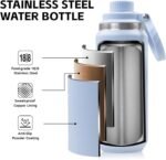 GREYLOCK 24 oz Insulated Water Bottle with Straw Lid, Leakproof Reusable Stainless Steel Vacuum Flask, 24hr Cold & Hot, Carry Handle & Silicone Spout, BPA-Free for Gym, Hiking, Travel,Blue - Image 5