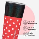 Corkcicle Disney Tumbler - Triple-Insulated Stainless Steel - Keeps Drinks Cold 9 Hours - Spill-Proof Lid & Reusable - Summer Drinkware Gift - Keeps Drinks Ice Cold - 16 oz - Minnie Mouse - Image 4