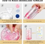 16oz Plastic Snow Globe Tumbler,6 Pack Pre-Drilled Double Wall Tumblers with Clear Lid and Straw,Snow Globe Cups Plastic Mason Jar Mug for Snow Globe Glitter DIY Gift (Clear Lid) - Image 4