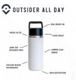 OUTSIDER Stainless Steel Vacuum Insulated Water Bottle–Thermos with Copper Clad Inner Lining – BPA Free and Leak Proof, Great Travel Tumbler for Outdoor, Home, Office – 26 ounces, Black - Image 3