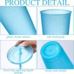 Dandat 24 Pcsc Halloween Plastic Cups with Lids and Straws Bulk, 24 oz Large Reusable Tumbler with Lids for Kids and Adults Party Favor, Glitter Water Bottle Travel Mug for Birthday(Neon) - Image 6