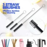 Holikme 6 Pack Bottle Brush Set, 14" Long Handle Stainless Steel Bottle Cleaner Brush, 3 Straw Brushes, 3-in-1 Bottle Cleaning Brush for Water Bottle, Antistatic Lab Brushes, Straws Black - Image 5