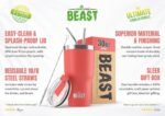 Beast 30 oz Tumbler Stainless Steel Vacuum Insulated Coffee Ice Cup Double Wall Travel Flask (Coral Pink) - Image 3