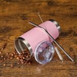 COMOOO 20oz 8 Pack Tumbler Double Wall Vacuum Insulated Coffee Travel Mug Stainless Steel Tumbler Bulk with Lid and Straw Insulated Coffee Cup for Cold & Hot Drinks (Pink, 8 Pack) - Image 4