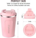 Smilatte 12oz (380ml) Vacuum Insulated Coffee Travel Mug, Leakproof Double Wall Stainless Steel Reusable Cup with Lid, Thermal Tumbler for Hot and Cold Drinks, Matte Texture Pink - Image 3
