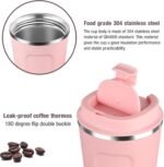 Smilatte 12oz (380ml) Vacuum Insulated Coffee Travel Mug, Leakproof Double Wall Stainless Steel Reusable Cup with Lid, Thermal Tumbler for Hot and Cold Drinks, Matte Texture Pink - Image 4