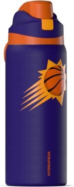 Hydrapeak x NBA Officially Licensed Phoenix Suns Oasis 32 oz Water Bottle with Chug Lid Push Button, Stainless Steel Water Bottle No Straw, 32 oz Insulated Water Bottle - Image 4