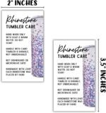 Rhinestone Bling Jeweled Purple Cup Tumbler Custom Mug Care Instruction Cards 50 pk 2x3.5” Tags Stickers Washing Instructions Glitter DIY Price Tags - Image 4
