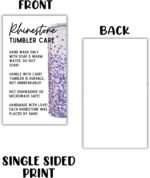 Rhinestone Bling Jeweled Purple Cup Tumbler Custom Mug Care Instruction Cards 50 pk 2x3.5” Tags Stickers Washing Instructions Glitter DIY Price Tags - Image 5